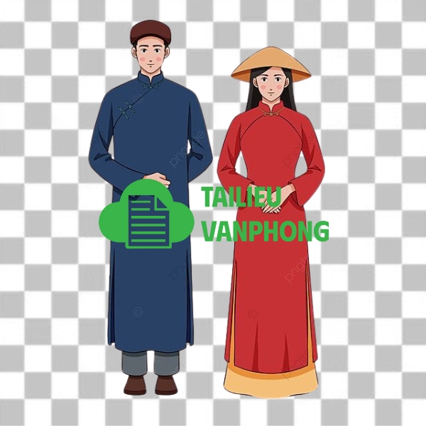 Áo dài tết vector cặp đôi
