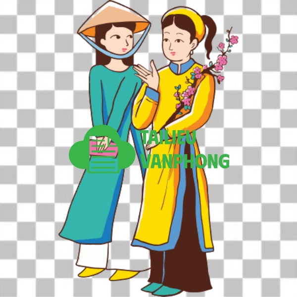 Áo dài tết vector 2 cô gái